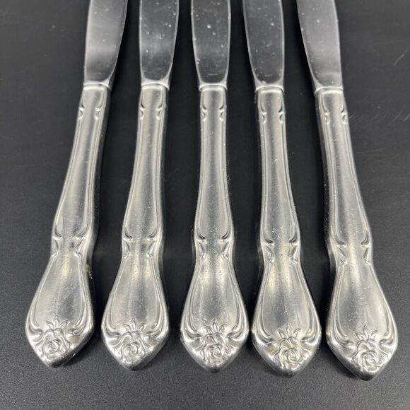 Oneida USA True Arbor Rose Dinner Knives 5 Piece Stainless Flatware - Picture 2 of 11